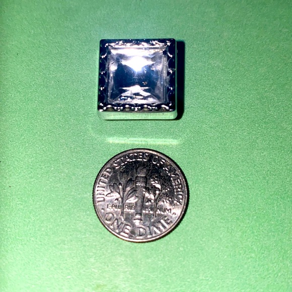 (10 for $15) Silver color Square w/ clear rhinestone plastic Crocs Shoe Charms - Picture 1 of 2